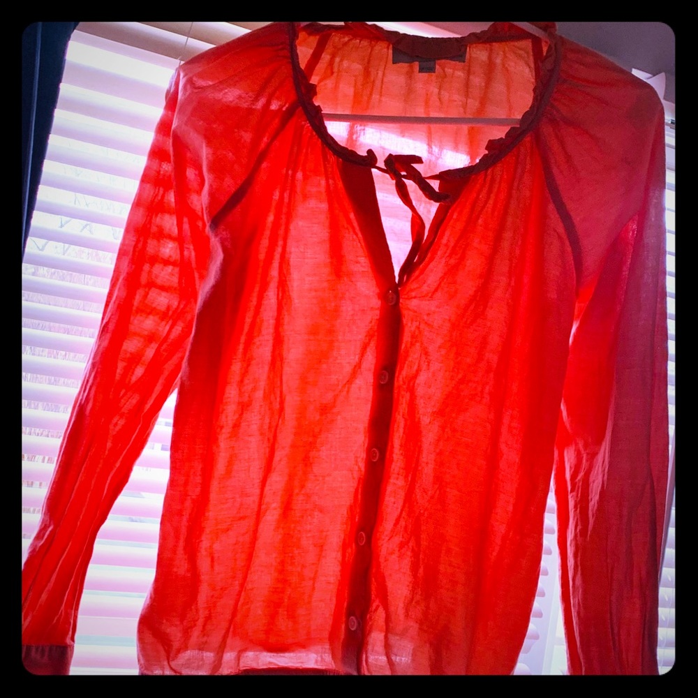 Ann Taylor LOFT cute crop peach top spring S shirt